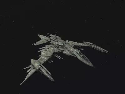 29Frigid-Affection-Fighter spaceship flying in night sky Free 3D model