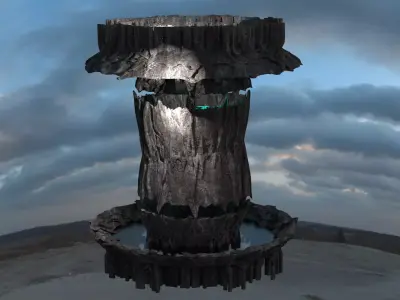 Dark root tree 3  Low-poly 3D model