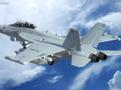 Boeing EA 18G Jet Aircraft Simplified 3D model
