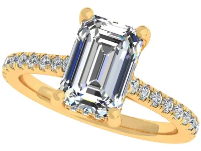 3ct Emerald Stone Cathadral Ring 3D print model