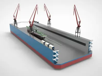 Floating docks Shipbuilding 3D model