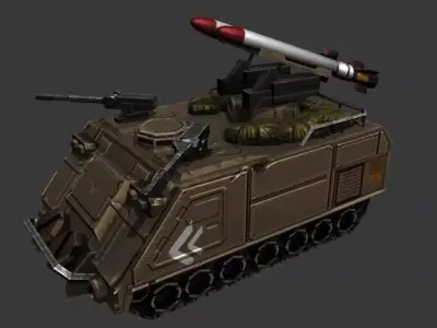 Low Poly Tank armored vehicle with missile Free low-poly 3D model