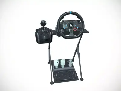 Logitech Driving Simulator with Stand Low-poly 3D model