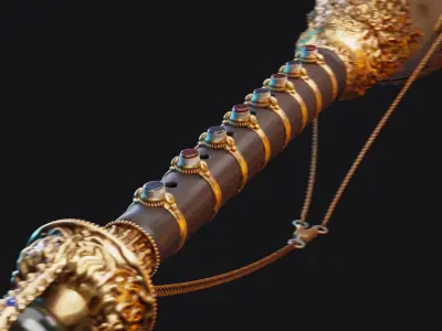 Gyaling Chinese Flute Instrument Low-poly 3D model