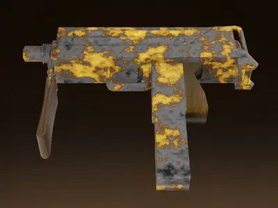 Three stylized Mac-10 PBR game ready Low-poly 3D models Low-poly 3D model