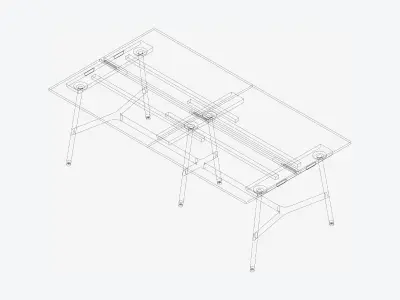 Desk - Timberline - Workstation - Dbl - Side - 4 - Person - High Low-poly 3D model