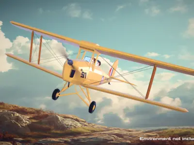Tiger Moth - Low-poly Biplane with Pilot 3D model