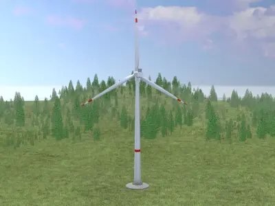 Wind-turbine with foundation V1 H-138 RD 162 m Low-poly 3D model
