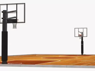 Arena Sports Facility with Dual Basketball Hoops Brown 3D model purchase