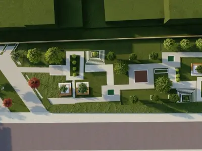 park-public park-Private Park Landscape 3D model 5