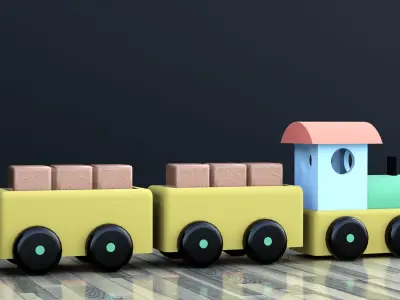Simple Truck with troly 3D model Transportation asset Low-poly 3D model