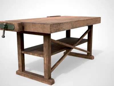 Wood Workbench Low-poly 3D model