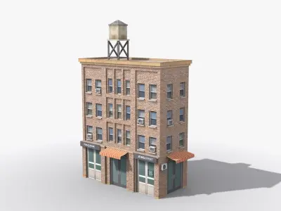Apartment Building x14 Low-poly 3D model