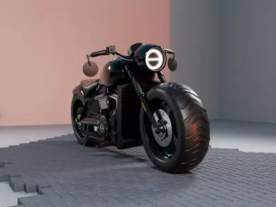 Custom 3D Motorcycle - Scout Bobber Inspired Low-poly 3D model