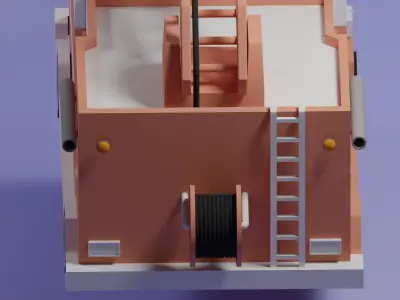 Firetruck paper fire truck Low-poly 3D model