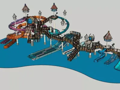 Water Park Slide Complex 13 3D model