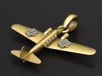 Gold airplane pendant 3D printable model   3D print model