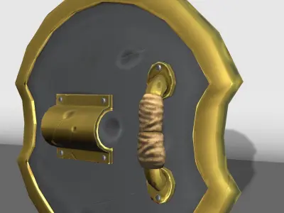 Stylized Steel and Brass Shield Low-poly 3D model