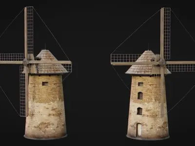 Windmill Medieval Low-poly 3D model