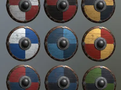 Medieval Viking Shield Low-poly 3D model