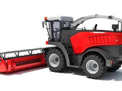 Red Combine Harvester 3D model get