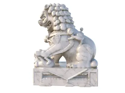 chinese lion statue Low-poly 3D model