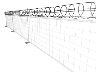 Barbed-Wire-Fence barbed wire on fence 3D model