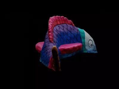 Painted Concrete fish seat Free 3D model