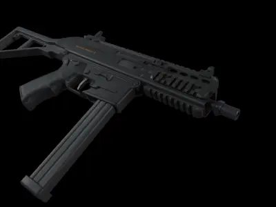 SMG or submachine gun Low-poly 3D model
