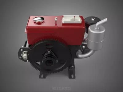 COMPACT DIESEL ENGINE AUTO ELECTRIC SELF STARTER MOTOR FLYWHEEL 3D model