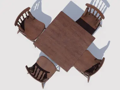 Dining Table Set 02 Low-poly 3D model