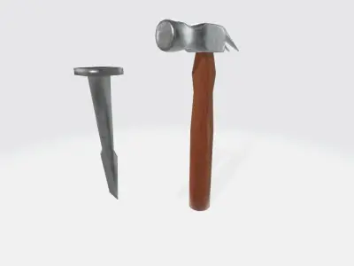Hammer and chisel Low-poly 3D model