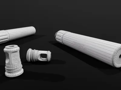AAC Titan-QD Fast-Attach 338LM Silencer and Muzzle Brake Low-poly 3D model