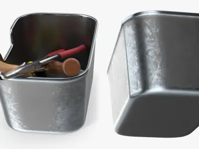 Household Repair Kit with Steel Tray and Hand Tools 3D model