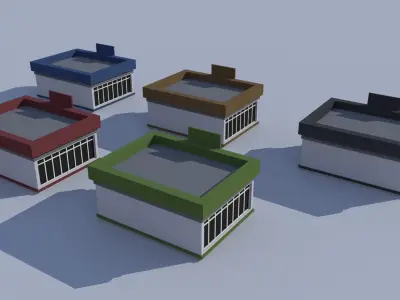 Cartoon Building Low Poly Building Commercial Gym Low-poly 3D model