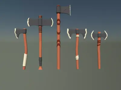 LowPoly Axes Pack Free low-poly 3D model