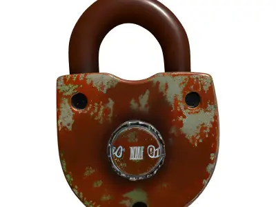 Rusty Industrial Padlock 3D Model Low-poly 3D model