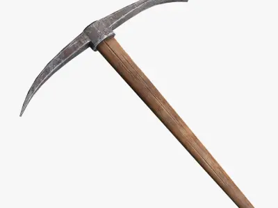 Pickaxe PBR wooden axe Low-poly 3D model