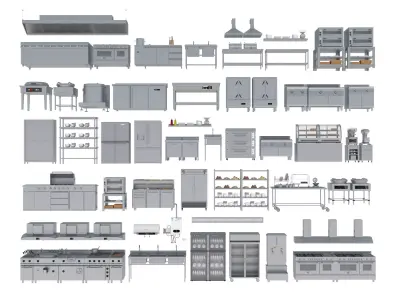 Commercial Kitchen Equipments 3D model by HEZE3D