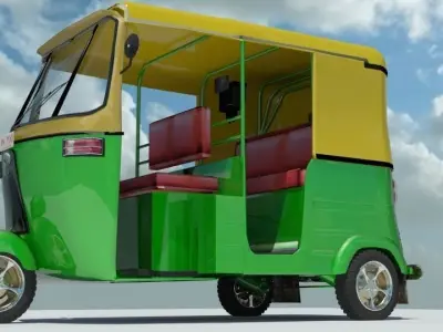 Indian auto Rickshaw Green 3D model