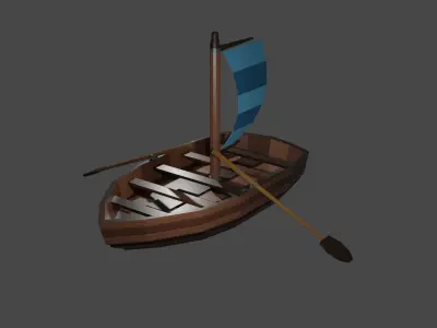 Boat for game low Poly  Low-poly 3D model
