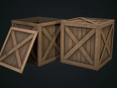 Wooden Cube Low-poly 3D model