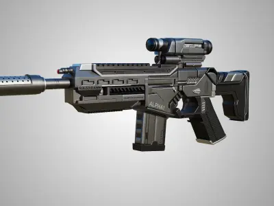 Assault Rifle Gun PBR Unity UE Arnold V-ray Textures Included  Low-poly 3D model
