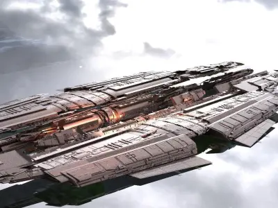 Science fiction landing pad with jet systems launch 3 3D model