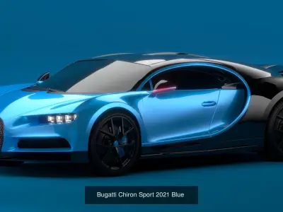 Realistic Bugatti Chiron Sport 2021 Collection  3D Model Pack