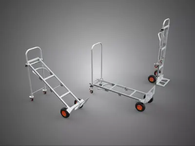 FOLDABLE HAND TRUCK PLATFORM TROLLEY CART FLATBED UPRIGHT TILTED 3D model