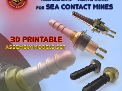 HERTZ HORN NAVAL SEA MINE DETONATOR FUZES SET Printable  moulage 3D model