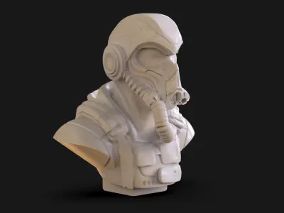 Sci Fi soldier Bust 3D print model