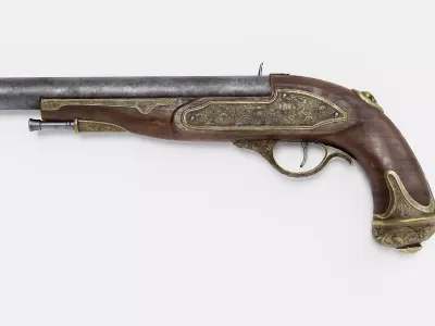 Flintlock Pirate Pistol Low-poly 3D model purchase