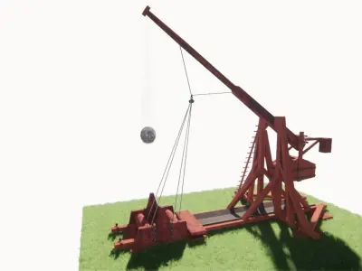 Medieval Catapult 3D model 5